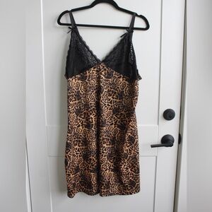 Black Lace and Cheetah Print Lingerie Dress